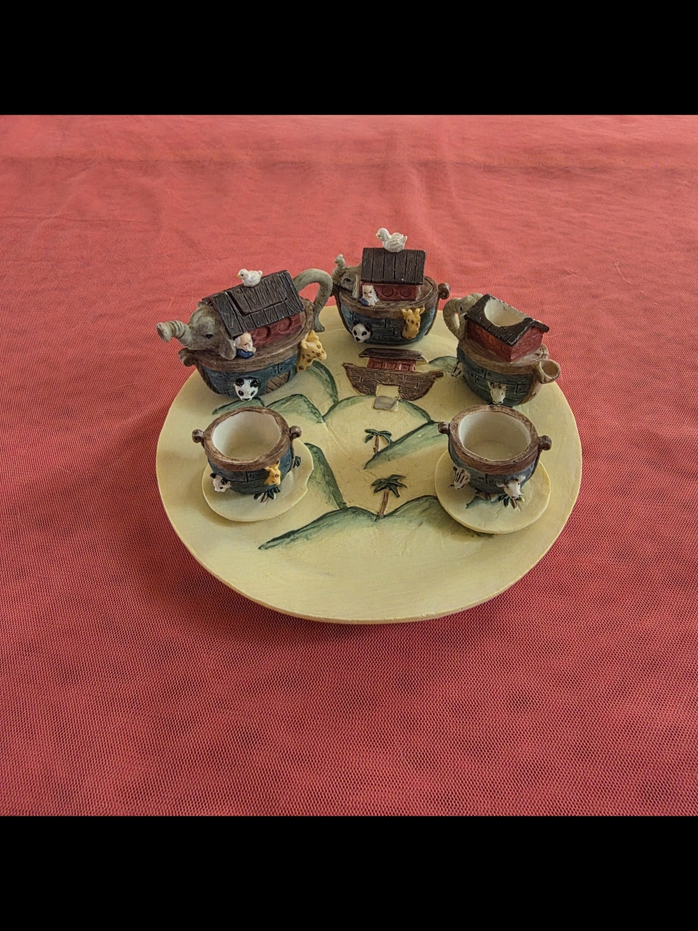Youngs Hand-Painted Ceramic Noahs Arc Miniature Tea Set